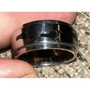 Footprints in the Sand Ring Inspirational Black Silver Stainless Steel SZ‎ 5-7